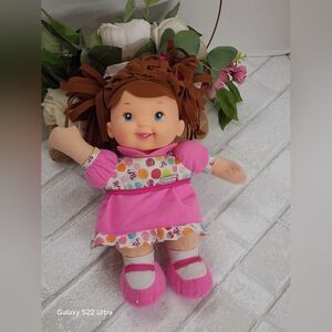 Pink Baby Doll with Brown Hair